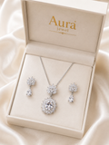 Elegant S925 Silver Crystal Necklace & Earrings Set
