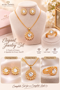 Royal Floral Golden & Crystal 3-Piece Set