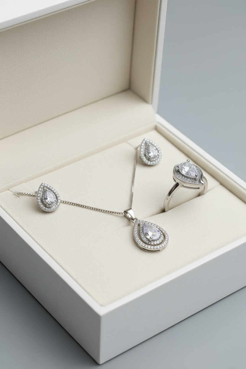 Women's Luxury Crystal Jewelry Set with Ring
