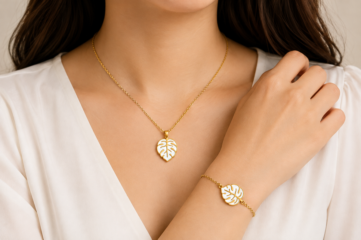 Leaf Pendant Locket+Bracelet